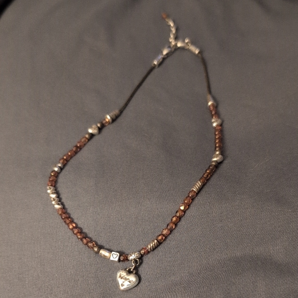 Betsey Johnson Brown and Silver Heart Necklace